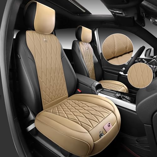 CAR PASS Luxury Nappa Leather Front Car Seat Covers, Sideless