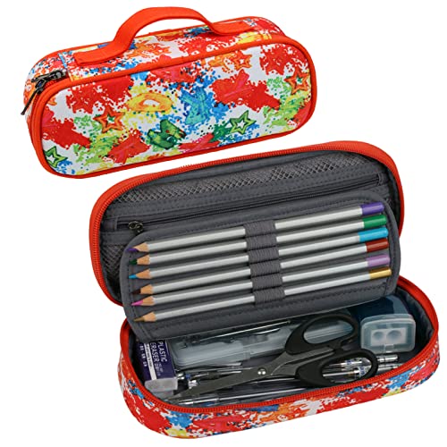 OTOVICH Pencil Case Student Pencil Holder School Supplies Pencil Pouch Pencil Box Pen Cases Office Pencil Bag Organizer Stationery for Girls Boys Teenagers (Orange)