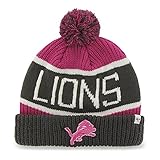 47 Brand Magenta/Pink'Calgary' Beanie Hat with Pom - NFL BCA Cuffed Winter Knit Toque Cap (Detroit...