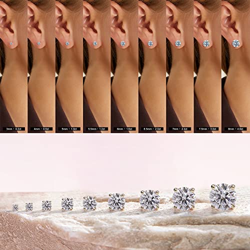Smilest 1.2Ct Moissanite Stud Earrings For Women Men, D Color Vvs1 Clarity Round Cut Lab Created Diamond Stud Earrings 18K Gold Vermeil S925 Sterling Silver Screw Back Moissanite Earrings For Women #TOP4