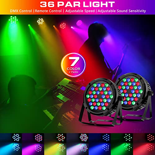 Led Par Lights For Party - 36W 2 Pack 36 Leds Rgb Stage Light With Dmx Remote Control Sound Activated Strobe Professional Portable Uplighting For Church Wedding Bar Dj Disco Club Music Event Lightshow #TOP2
