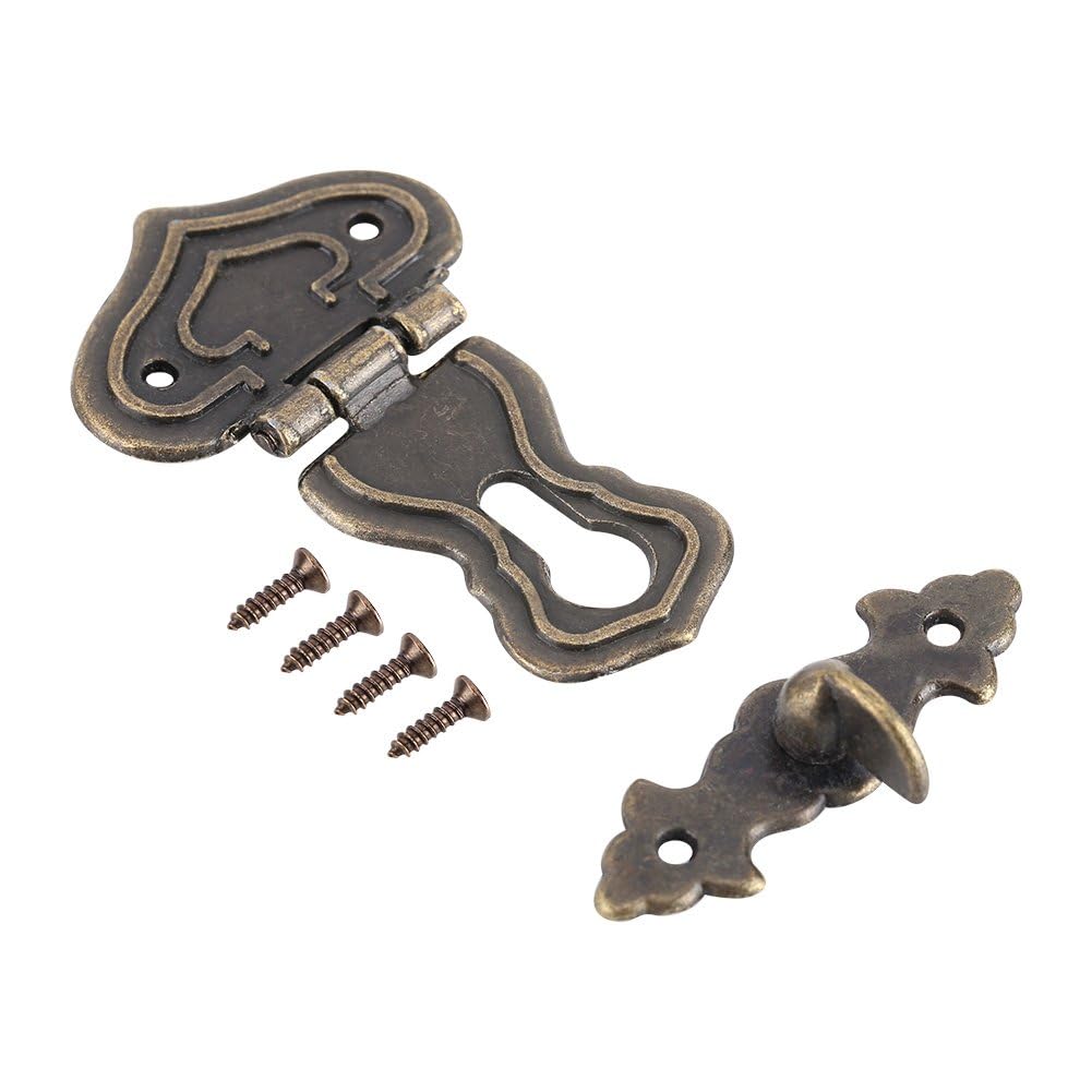 Cierre de Pestillo de Bronce, Trabas para Armario de 63 x 48 mm Estilo Antiguo para Pequeñas Cajas de Joyería Maletas y Armarios 10 Unids