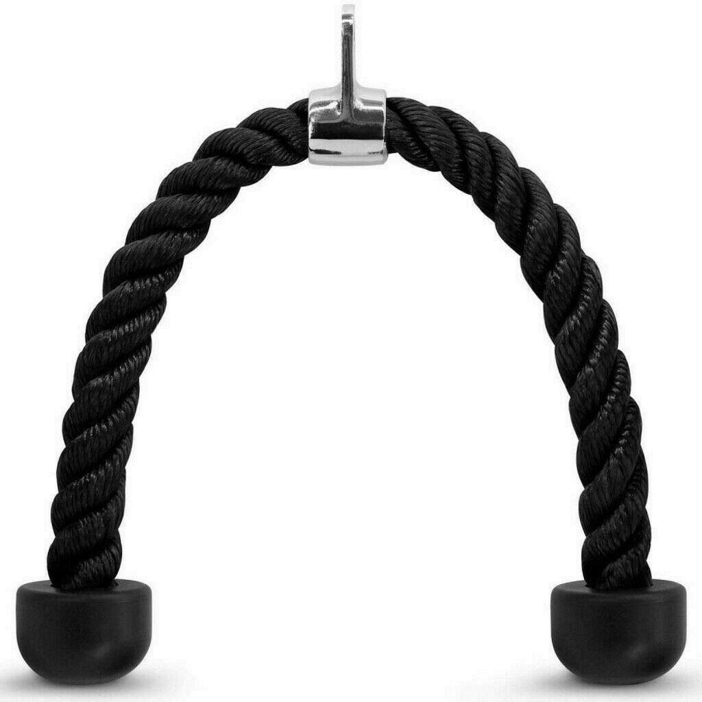 Saving Plus Nylon Gym Triceps Rope Twisted Pull Down Rope with Non-Slip Handles - Lats, Biceps, Triceps, Home fitness- Black