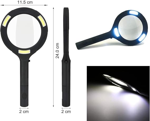 Tarez Professional Illuminated LED Magnifier, Lup Magnifier Lens, 250 Lumens 3x Zoom