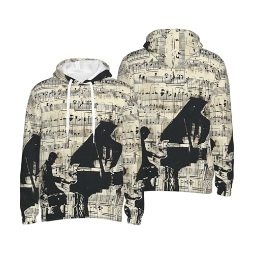 Sweat à capuche imprimé partition pour hommes pull musical décontracté - 7