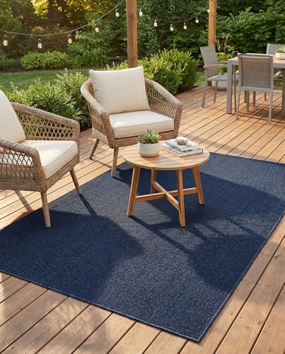 Tapete Rugs.com Outdoor Solid 5x8 Azul Marino miniatura 1