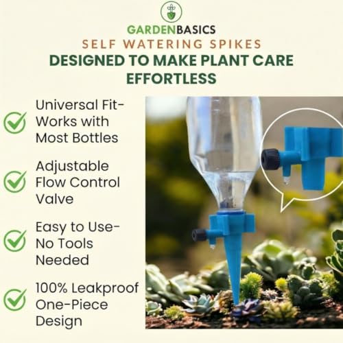 Image of Self Watering Spikes for Plants - Pack of 24 | Adjustable Drip Irrigation Kit for Indoor & Outdoor Plants | No Leakage Guarantee | Perfect for Vacation & Busy Gardeners (BLUE)