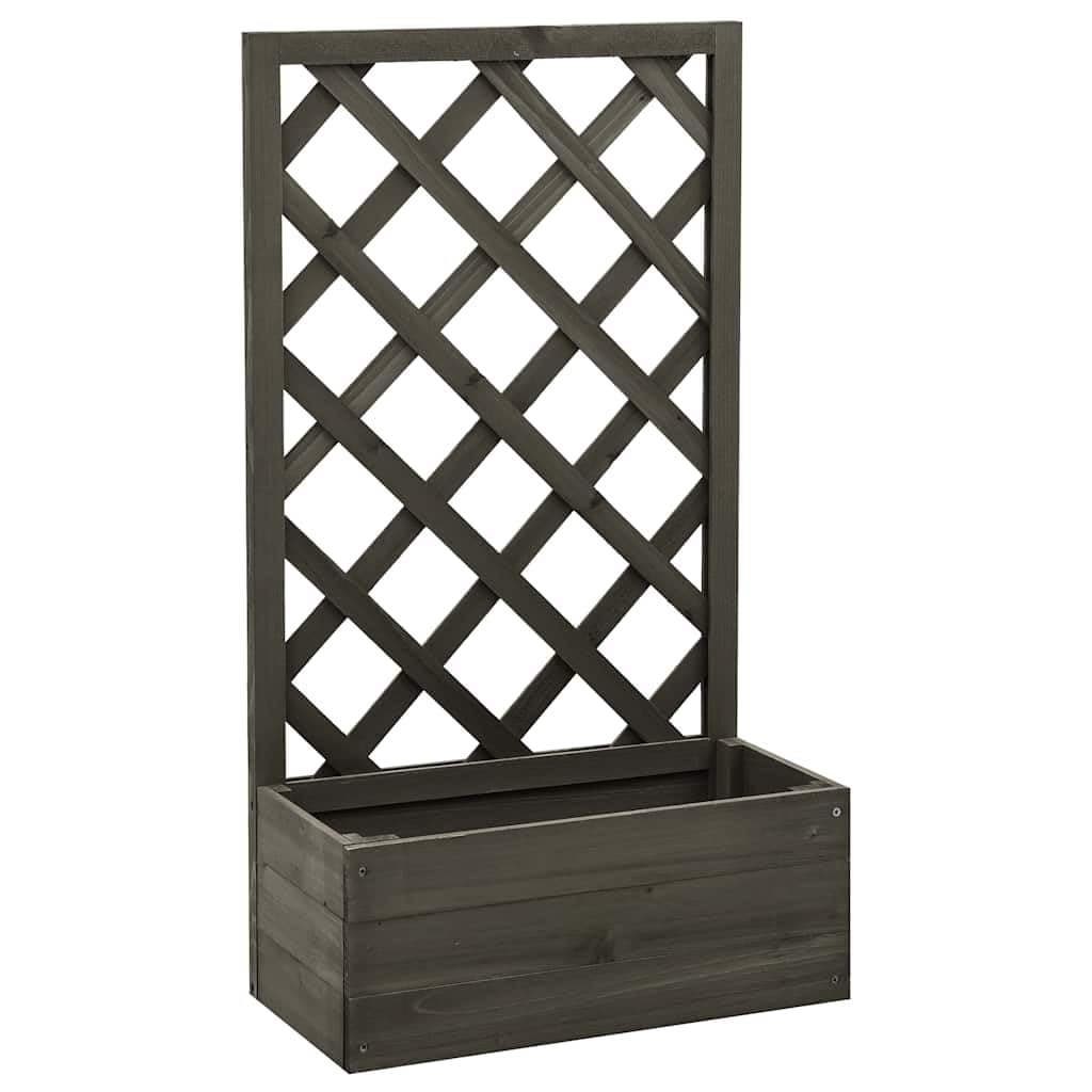 vidaXL Jardinera Enrejada de Jardín Maceta Planta Caja Flores Pérgola Soporte Trepadoras Porche Cenador Decoración Patio Gris 50x25x90 cm Madera Abeto