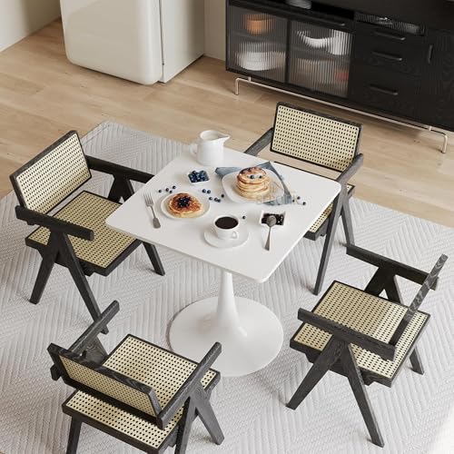 Image of Square Wooden Pedestal Table, Accent Bedside Table,Modern Coffee End Table for Living Room, Bedroom and Balcony with Square Design Table