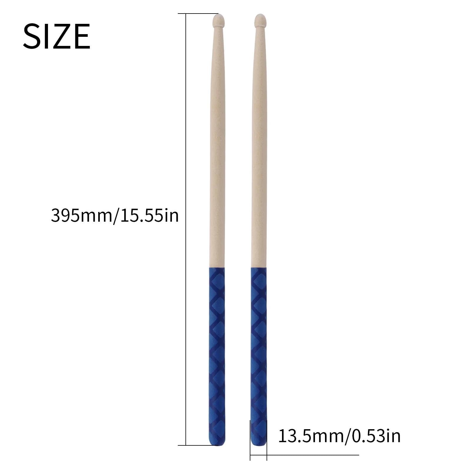 Baquetas De Arce 5A Con Mango Envuelto Antideslizante, Accesorios Duraderos, 1 Par Juego de Baquetas (Color : Blue)