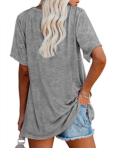 Womens Tunic T Shirts Short Sleeve Round Neck Soft Loose Shirts Summer Casual Tops with Pocket2