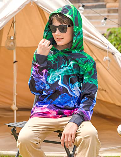 Aideaone Teenager Hoodies Cool Hoodies For Boys Girls Plush Sweatshirt 3D Colorful Smoke Hoody Size 14-16 #TOP3
