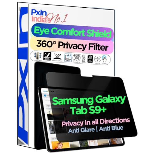 Image of PxIn Tablet Privacy Screen Guard compatible with Samsung Galaxy Tab S9+ | No.1 | Anti Glare | Anti Blue Light | Anti UV | 4 Way Privacy Filter | 360 Privacy | Eye Protect