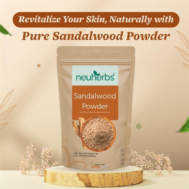 Image of Neuherbs Sandalwood Powder 100g | Chandan Face Pack for Glowing Skin, Skin Brightening & Natural Beauty Care | Ayurvedic Face Mask | 100% Pure & Natural