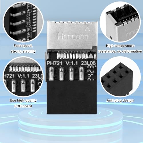Adaptadores USB 3.2 Gen 1 Header 9Pin a Tipo-E/USB C, 2 pcs miniatura 7