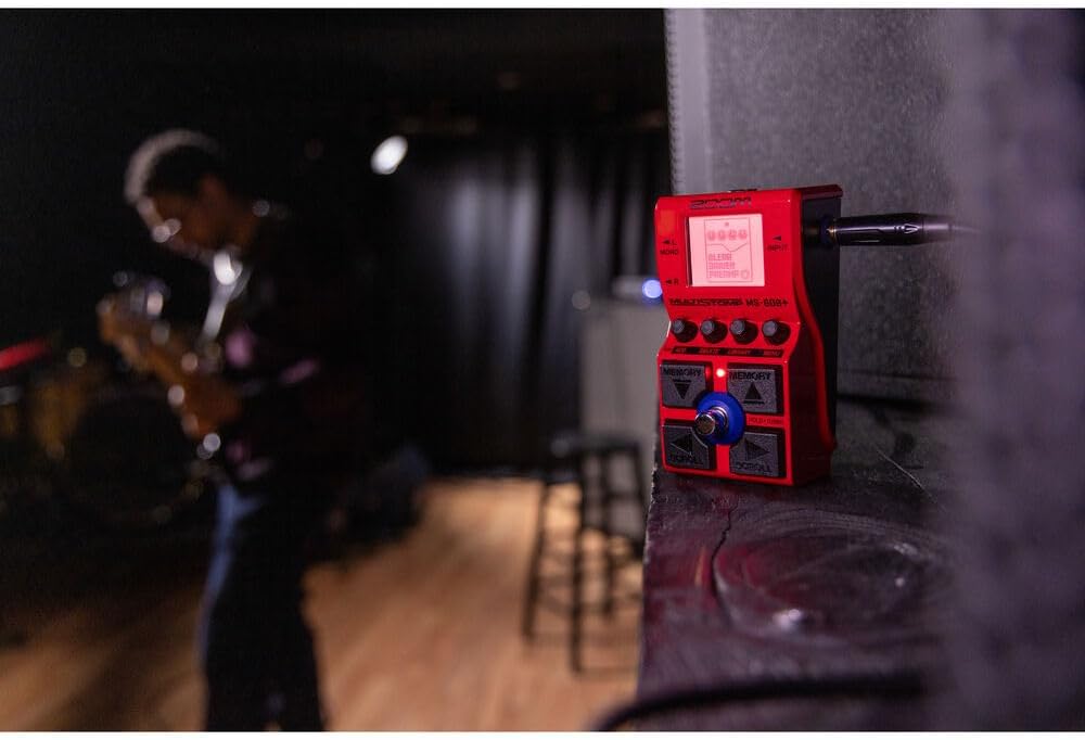 Zoom MS-60B+ MultiStomp Multi-FX Bass Pedal Bundle With Microfiber Cleaning Cloth + 4x AA Batteries With Charger + Balanced Interconnect 1/4 inch TRS to Same Cable