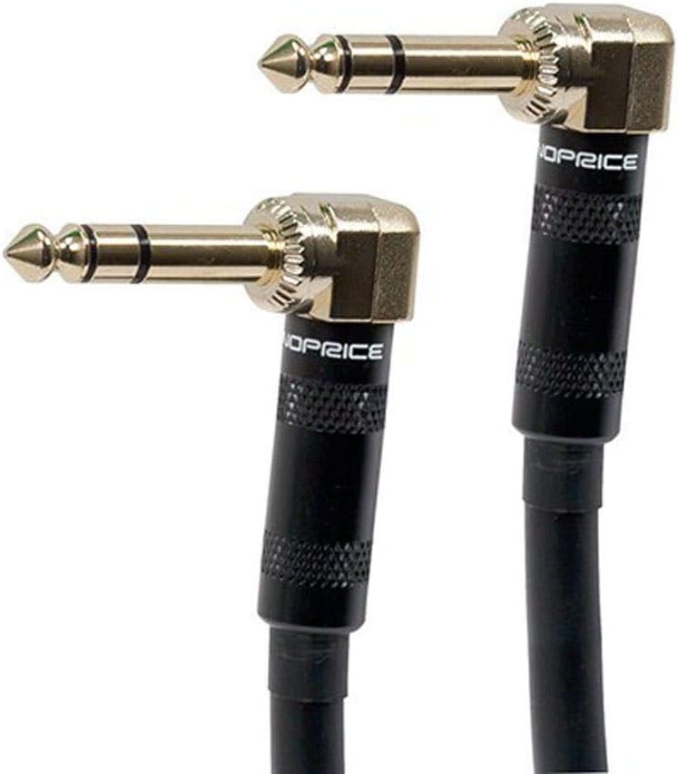 Monoprice 6.35mm (TRS) Right Angle to Right Angle Cable Cord - 0.46M (1.5ft) - Black, 16AWG, M/M, Gold Plated Connector - Premier Series