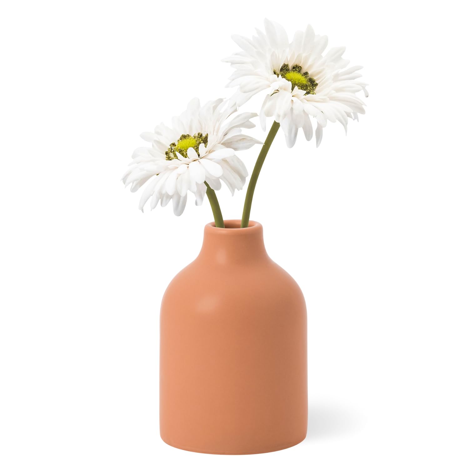 Torre & Tagus Komi 5.5" Tall Terracotta Ceramic Vase for Flowers - Handmade Decorative Vase for Faux or Dried Flowers, Modern Organic Accent for Shelf