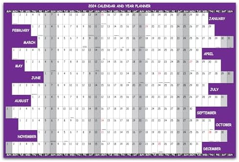 2026 Wall Calendar 24"x36" - Dry Erase & Wet Erase, Reversible Vertical/Horizontal Layout With Julian Dates