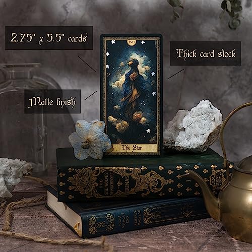 Erethereal Shadow Work Tarot Deck | 78 Cards, Dark Vintage Ethereal Gold Foil Edges, Oracle, Indie Beginner Divination, Golden Thread with Unique Artwork