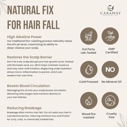 Image of Caraway Jamaican Black Castor Oil for Hair Growth, Eyelash & Eyebrow Care | Cold-Pressed, Pure & Organic | Scalp Massage & Skin Moisturizing | Face & Skin Care | 100ml / 3.4 oz