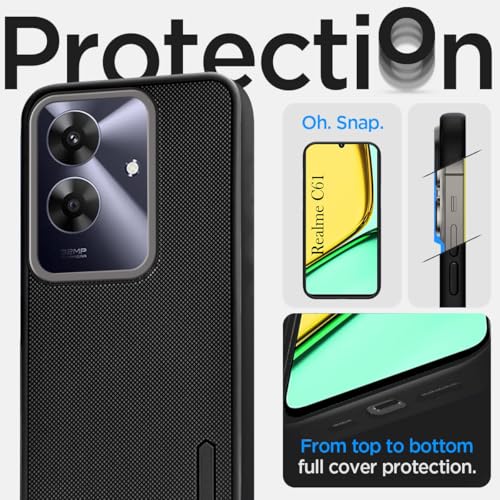 Image of Jkobi Back Cover Case for Realme C61 | Realme Narzo N61 (Textured Grip Design | Camera Protection | Slim and Light Weight | Soft Touch and Feel | Black)