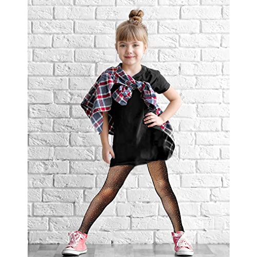 DOOVID Little Girls Sparkle Fishnet Tights Rhinestone Tights Toddler Tights Glitter Leggings Kids Stockings3