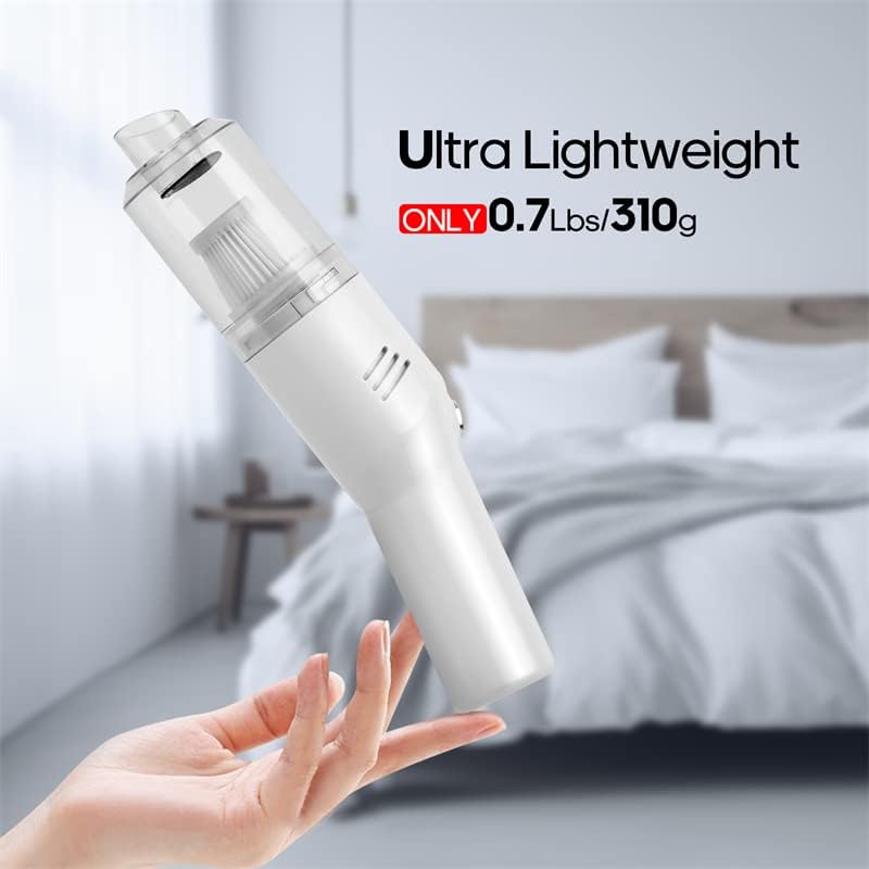 Wireless Mini Car Vacuum Cleaner(400g) Portable Rechargeable,Handheld Vacuums, Mini but Mighty Dust Busters Cordless Rechargeable,Hand Held Vac for Car/Desk V06/white - Image 3