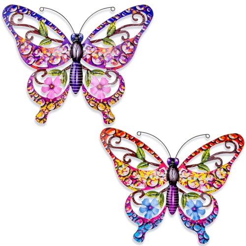 2 Stück große Metall Schmetterling Wand Kunst Dekor, Outdoor Indoor...