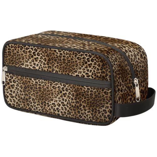 Fashion Leopard Tiger Skin Travel Toiletry Bag for Women Men Lightweight Cosmetic Makeup Bag Organizer Waterproof Shaving Bag Dopp Kit with Large Capacity for Toiletries and Shaving Accessories
