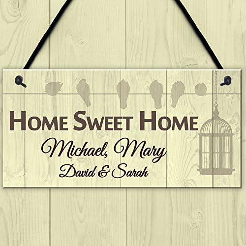 RED OCEAN Personalised Home Sweet Home Hanging Plaque Sign Family Names New House Gift