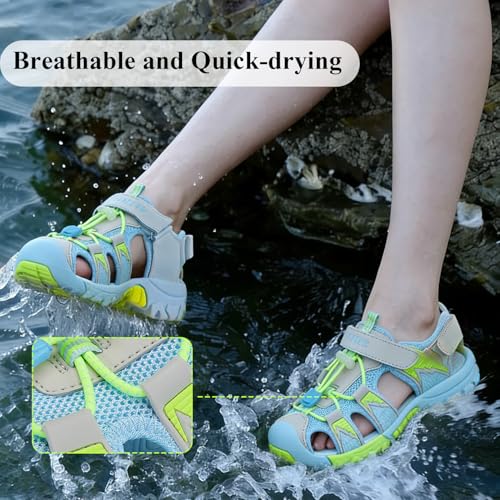 Image of JMFCHI Boys Girls Sports Sandals Summer Kids Closed Toe Outdoor Sandals Athletic Water Shoes Sandals Child Pool Beach Sandals Quick Drying Slip Resistant | Little /Big Kid,Comfortable lightweight,Non-slip soft sole,Hook-and-loop closure,Easy wear,Anti-collision toe,Daily casual