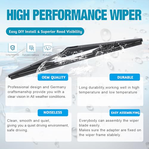 Image of VTOGOI Original Factory Quality Rear Windshield Wiper Blades Replacement For Mercedes-Benz GLA250 2014-2021,Mini Cooper R55 2008-2012,Easy To Install 12 inch(Pack of 1)