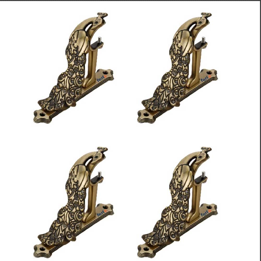 FERIO Styles Zinc Peacock Curtain Brackets/Holder for Door and Window 1 Inch Rod Brass Antique Set of 4 Pcs (B09GS9NNG3) Amazon Price History, Amazon Price Tracker