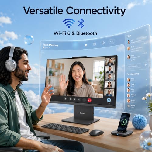 Image of Lenovo IdeaCentre All in One Desktop, 27 inch QHD 2.5K+ 100Hz Touchscreen All-in-One Desktop, Intel 8-Core i5-13420H, 16GB DDR5, 512GB SSD, Webcam, Wireless Keyboard & Mouse, Win 11 Pro