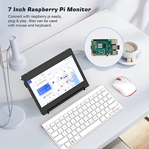 Image of PONPY 7 inch Raspberry Pi Touchscreen Monitor USB /HDMI Portable Monitor Capacitive Pi Display for PC Phones Raspberry Pi 4B 3B+ 3B 3A+ 2B B+