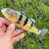 Peacock Glide Bait with PVC Tail Swimbait Sinking Hard Fishing Lure with Soft Tail Metal Joint Fishing Tackle Set for Bass Trout Shad Perch Pike Musky for Freshwater Saltwater (AH1787D-6.7'' 3.05oz)