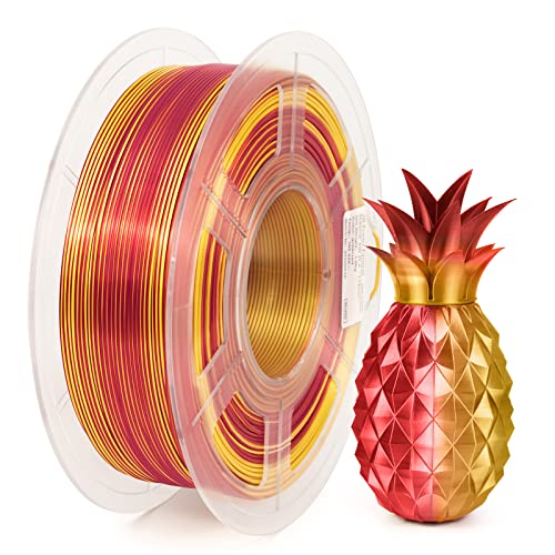IEMAI PLA 3D Printer Filament, PLA Filament 1.75mm Dual Color Filament Gold Red Silk Shiny Metallic Filament , 3D Printing Filament 1KG 2.2lb Color Change Magic Filament