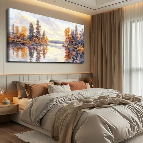 PHAOHUAXM Large Natural Landscape Wall Art For Dining Room Apartment Abstract Ink Landscape Painting Wall Decoration Living Room Bedroom Office Artwork Pictures Home Decoration Aesthetics 30x60 In