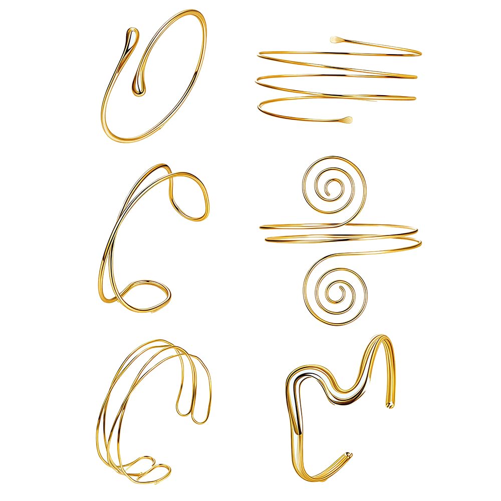 Pulseras para Mujer 6 Piezas Brazalete de Brazo Superior Espiral Hoja Pluma Brazalete Abierto para el Brazaletes Ajustables Brazo Superior