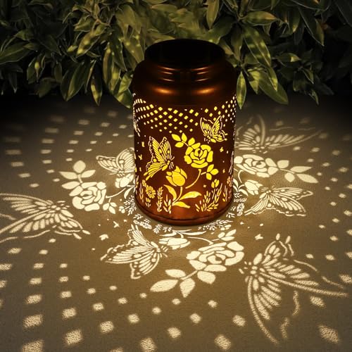 Rose Butterfly Decoration Solar Lanterns Outdoor Waterproof Garden Decor Gifts for Women Mon Grandma...