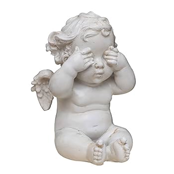 天使の樹脂彫刻 約15cm ホワイト 天使の樹脂彫刻 約15cm ホワイト