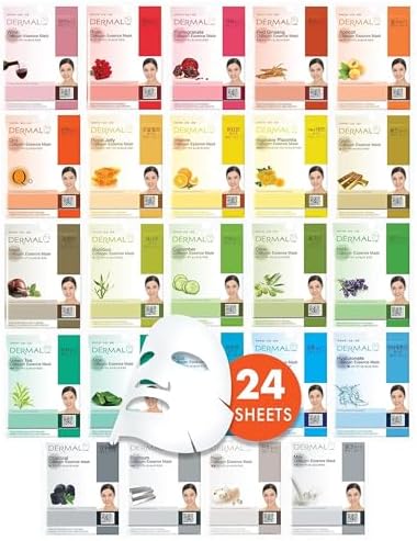 DERMAL 24 Combo Pack Made in Korea Facial Mask – 20+ Years of K-Beauty Experience, Premium Quality Korean Sheet Masks for Daily Skincare Routine