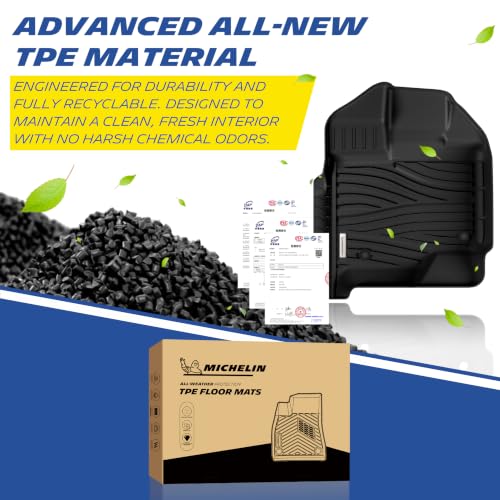 Image of Michelin Vehicle Mats for 2015-2025 Ford F150 /2022-2025 F-150 Lightning | Fit 2017-2025 Raptor, SuperCrew Cab, All-Weather TPE Custom Fit 1st Row Floor Mats /Truck Liner, 2 PCS, Elite