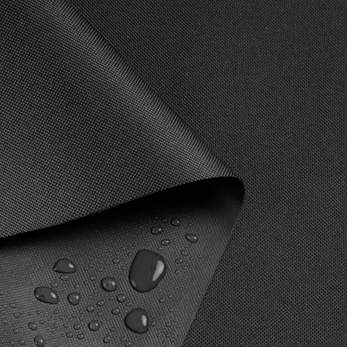 Waterproof Marine Canvas Fabric by The Yard 58' W 600D PVC Backing Water-Resistant Cordura Polyester Fabric Upholstery Material for Outdoor Indoor Marine Awning Tent Boat DIY, 1 Yard Black