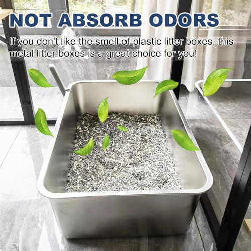 Caja de arena para gatos de acero inoxidable 4 unidades 23.6x15.7x6 in miniatura 4