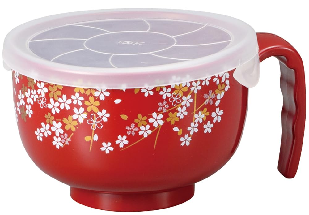 Kano 74557 Raku Soup Bowl with Lid, 12.8 fl oz (380 ml), Red