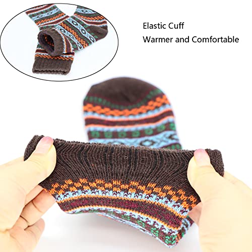 YZKKE 5Pairs Men Wool Socks Thick Thermal Hiking Winter Warm Boot Heavy Soft Cozy Socks for Cold Weather4