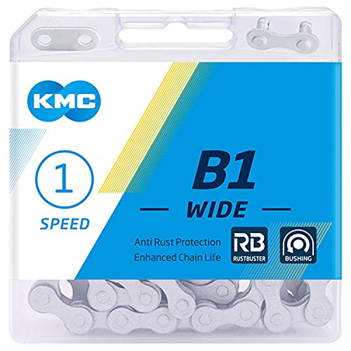 KMC Unisex-Erwachsene B1 Rust Buster Singlespeed-Kette, Mattes Silber, Wide (1/8')