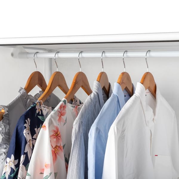 Stoffschrank 3 Kleiderstangen, freistehend, 144 cm | Kleiderschrank mit 4 Boxen & Vorhängen, moderner Aufbewahrungsschrank für Schlafzimmer, Garderobe und Retail, weiß